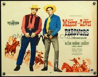 2g591 PARDNERS style A half-sheet '56 great full-length image of cowboys Jerry Lewis & Dean Martin!