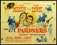 2g592 PARDNERS style B half-sheet poster '56 great artwork of cowboys Jerry Lewis & Dean Martin!