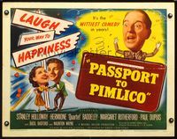 2g593 PASSPORT TO PIMLICO half-sheet movie poster '49 Stanley Holloway, laugh your way to happiness!
