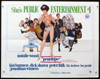 2g594 PENELOPE half-sheet movie poster '66 sexiest artwork of Natalie Wood with big money bags!