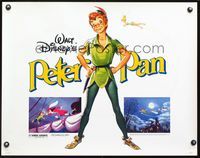 2g598 PETER PAN half-sheet R82 Walt Disney animated cartoon fantasy classic, great full-length art!