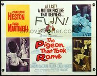 2g601 PIGEON THAT TOOK ROME half-sheet movie poster '62 Charlton Heston & sexy Elsa Martinelli!