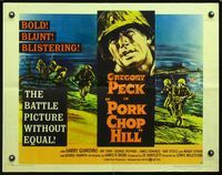 2g608 PORK CHOP HILL style A half-sheet poster '59 cool art of Korean War soldier Gregory Peck!