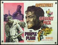 2g616 PURPLE PLAIN style B half-sheet '55 great artwork of Gregory Peck, written by Eric Ambler!