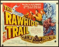 2g623 RAWHIDE TRAIL 1/2sheet '58 killer-Comanches gather for the bloody eve of the tomahawk & knife!