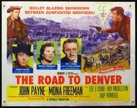 2g633 ROAD TO DENVER half-sheet movie poster '55 great art of stage coach & John Payne in Colorado!