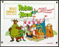 2g634 ROBIN HOOD half-sheet movie poster '73 Walt Disney cartoon, the way it REALLY happened!