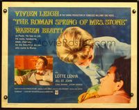 2g636 ROMAN SPRING OF MRS. STONE half-sheet '62 romantic close up of Warren Beatty & Vivien Leigh!