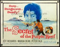 2g655 SECRET OF THE PURPLE REEF half-sheet movie poster '60 Jeff Richards, Margia Dean, Peter Falk