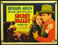 2g656 SECRET VALLEY half-sheet '37 Richard Arlen, Virginia Grey, written by Harold Bell Wright!