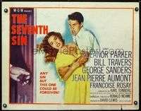 2g663 SEVENTH SIN style B half-sheet movie poster '57 sexy Eleanor Parker betrays Bill Travers!
