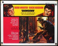 2g669 SHOWDOWN half-sheet movie poster '73 art of Rock Hudson in shootout with Dean Martin in woods!