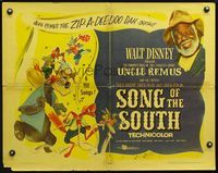 2g686 SONG OF THE SOUTH half-sheet poster R56 Walt Disney, Uncle Remus, Br'er Rabbit, Fox & Bear!