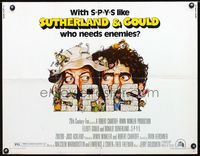 2g691 SPYS half-sheet movie poster '74 cool artwork of Elliott Gould & Donald Sutherland!