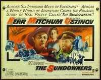 2g712 SUNDOWNERS half-sheet poster '61 Deborah Kerr, Robert Mitchum, Peter Ustinov, horse racing!