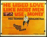 2g716 SWEET BIRD OF YOUTH half-sheet '62 Paul Newman, Geraldine Page, from Tennessee Williams' play!
