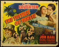 2g756 TUTTLES OF TAHITI style B half-sheet poster '42 Charles Laughton, Jon Hall, sexy island babes!
