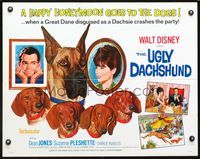 2g759 UGLY DACHSHUND half-sheet '66 Walt Disney, different art of Great Dane with weiner dogs!