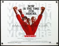 2g767 VICTORY half-sheet '81 John Huston, art of soccer players Stallone, Caine & Pele by Jarvis!