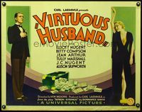 2g770 VIRTUOUS HUSBAND half-sheet movie poster '31 sexy full-length Betty Compson, Elliot Nugent