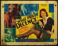 2g779 WHAT PRICE DECENCY half-sheet '33 close up of sexy Dorothy Burgess showing her nyloned leg!