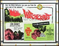 2g793 WITCHCRAFT/HORROR OF IT ALL half-sheet poster '64 Lon Chaney Jr., Pat Boone, spine-tinglers!