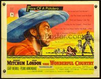 2g799 WONDERFUL COUNTRY style B half-sheet poster '59 art of Texan Robert Mitchum wearing sombrero!