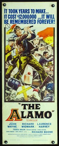 2h020 ALAMO insert movie poster '60 Reynold Brown art of fighting John Wayne & Richard Widmark!