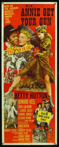 2h036 ANNIE GET YOUR GUN insert poster '50 Betty Hutton as the greatest sharpshooter, Howard Keel