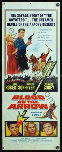 2h066 BLOOD ON THE ARROW insert '64 Dale Robertson, Dandy Curran, devils of the Apache desert!