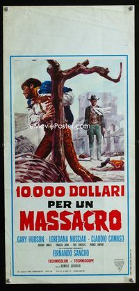 2h566 $10,000 FOR A MASSACRE Italian locandina poster '67 Django, cool Renato Casaro western art!