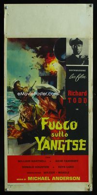 2h579 BATTLE HELL Italian locandina movie poster '57 Yangtse Incident, battle art!
