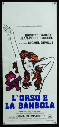 2h581 BEAR & THE DOLL Italian locandina movie poster '70 sexy Brigitte Bardot, Jean-Pierre Cassel