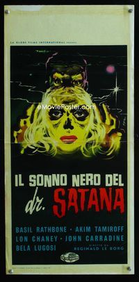 2h584 BLACK SLEEP Italian locandina movie poster '58 Lon Chaney Jr, Bela Lugosi, art by Sym!