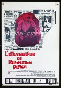 2j064 10 RILLINGTON PLACE Belgian poster '71 Richard Attenborough, cool different newspaper image!