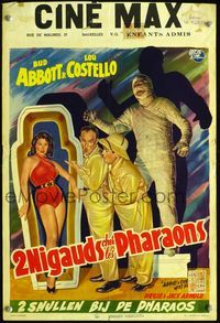 2j068 ABBOTT & COSTELLO MEET THE MUMMY Belgian '55 they're back in their mummy's arms, best art!