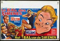 2j085 BATHING BEAUTY Belgian R1960s wacky art of Red Skelton & sexy smiling Esther Williams!