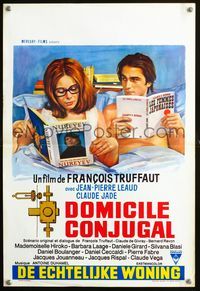 2j086 BED & BOARD Belgian movie poster '70 Francois Truffaut's Domicile conjugal, Jean-Pierre Leaud