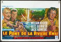 2j103 BRIDGE ON THE RIVER KWAI Belgian movie poster R70 cool different art of William Holden & cast!