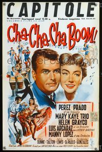 2j112 CHA-CHA-CHA BOOM Belgian movie poster '56 art of Perez Prado, King of Mambo by Wik!