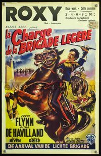 2j113 CHARGE OF THE LIGHT BRIGADE Belgian R50s art of Errol Flynn on horse by Wik, Michael Curtiz