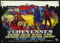 2j114 CHEYENNE AUTUMN Belgian '64 John Ford, great art of cowboy fighting Native Americans by Ray!