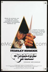 2j119 CLOCKWORK ORANGE Belgian poster '72 Stanley Kubrick classic, Phillip Castle art of McDowell!