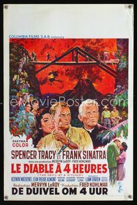 2j129 DEVIL AT 4 O'CLOCK Belgian movie poster '61 great artwork of Spencer Tracy & Frank Sinatra!