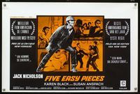2j147 FIVE EASY PIECES Belgian '70 cool different image of screaming Jack Nicholson, Bob Rafelson