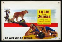 2j148 FLUTE & THE ARROW Belgian movie poster '57 natives in tribe hunt down man-eating leopard!