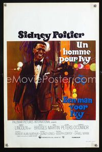 2j150 FOR LOVE OF IVY Belgian movie poster '68 cool artwork of Sidney Poitier!