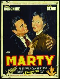 2j217 MARTY Belgian poster '55 Delbert Mann, Paddy Chayefsky, art of Ernest Borgnine & Betsy Blair!