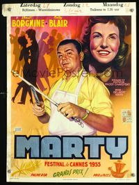 2j218 MARTY Belgian '55 Delbert Mann, Paddy Chayefsky, art of Ernest Borgnine sharpening knife!