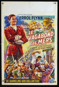 2j219 MASTER OF BALLANTRAE Belgian poster '53 art of Errol Flynn, from Robert Louis Stevenson story!
